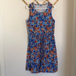 Sleeveless Floral Drawstring Waist Dress